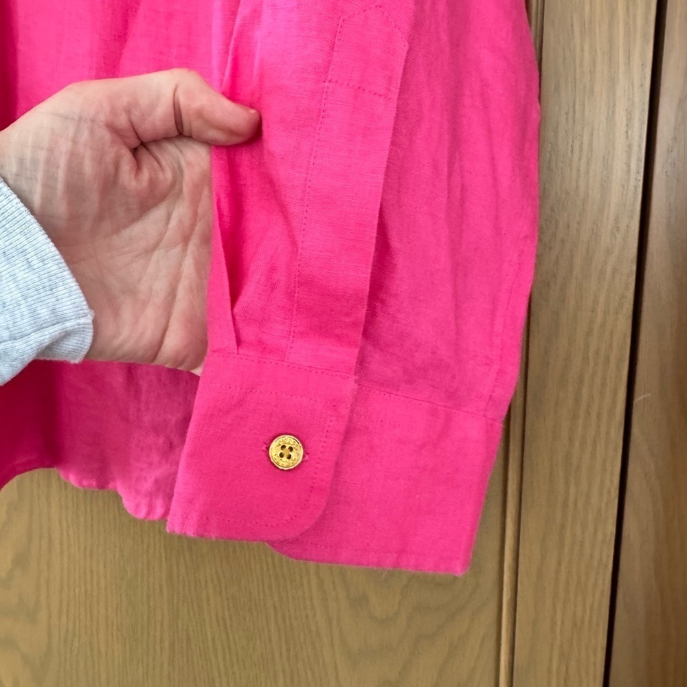 Chaps Classics Linen Button Front Collared Blouse… - image 2